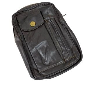 Vintage Men's Brown Leather Bag  YKK Zippers  5” x 8”